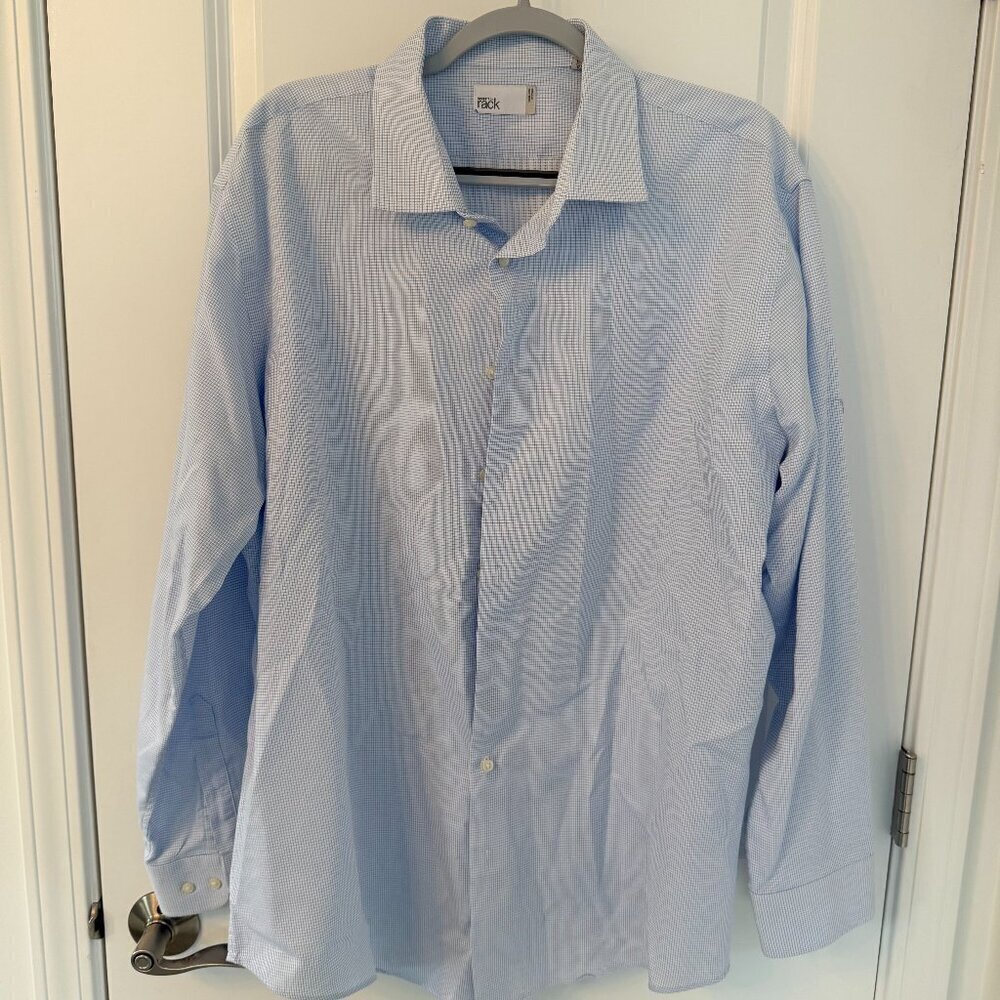 Nordstrom Rack Men's Blue Pinstripe Dress Shirt - Size 18 (34/35) - Trim Fit - Picture 1 of 3